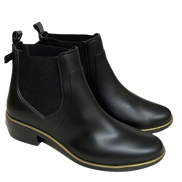 Kate Spade Sedgwick Black Rubber Rain Ankle Boots Size 9 - Picture 6 of 16